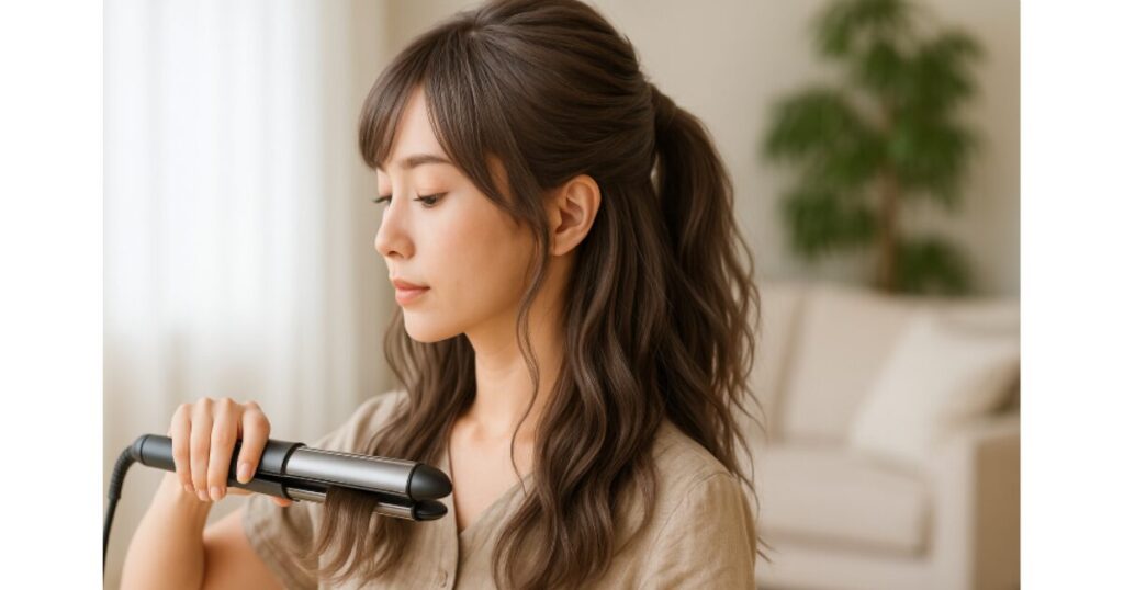 ウルフカットを結んでも崩れにくくするヘアアイロン・ワックスの使い方