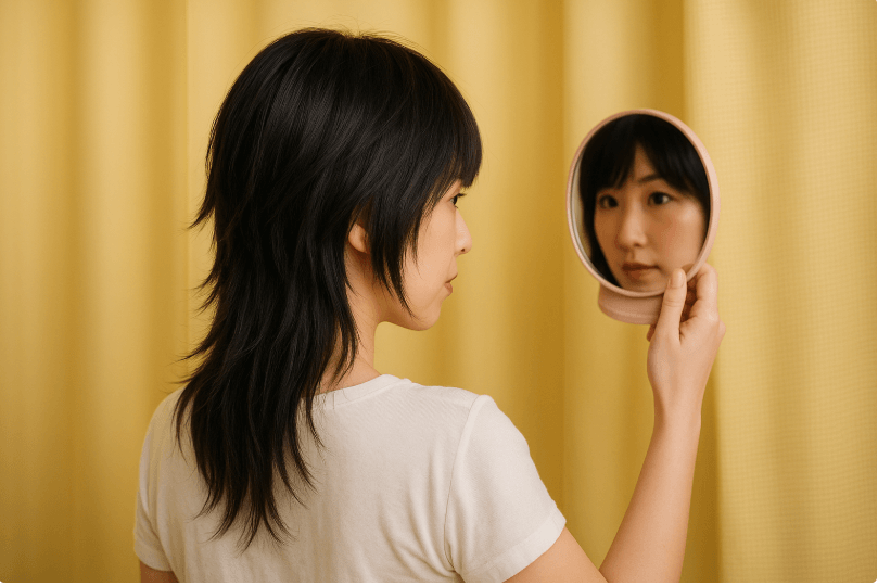 顔まわりと前髪でウルフ感を出すセルフテクニック